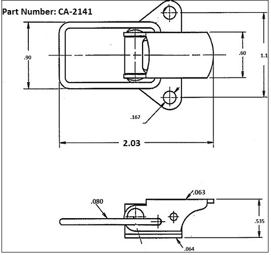 CA2141 Draw Latch with Straight Loop Bail , Latches & Catches